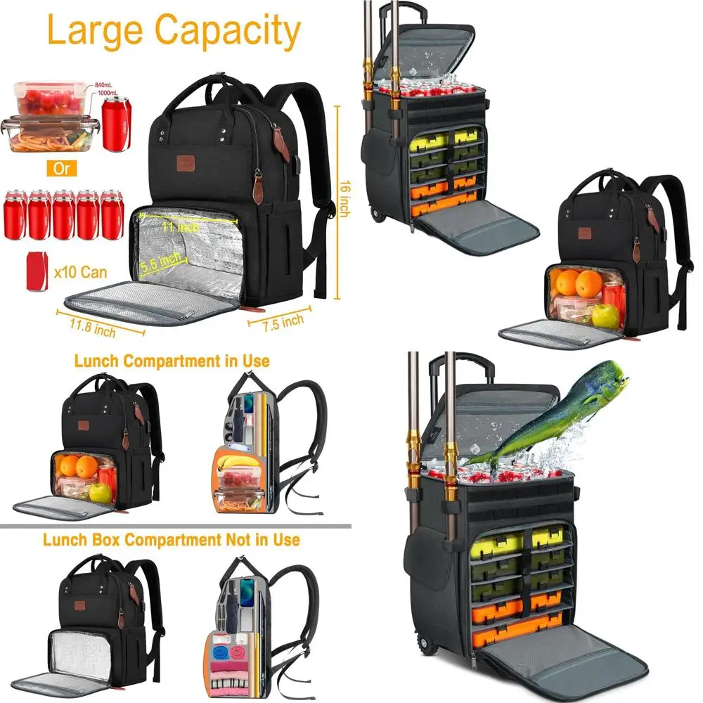 

Большая переносная сумка-органайзер для снастей с охлаждающим отсеком, термосумка для обедов, органайзер с 5 отделениями, женский рабочий рюкзак, сумка для ноутбука с USB-портом
