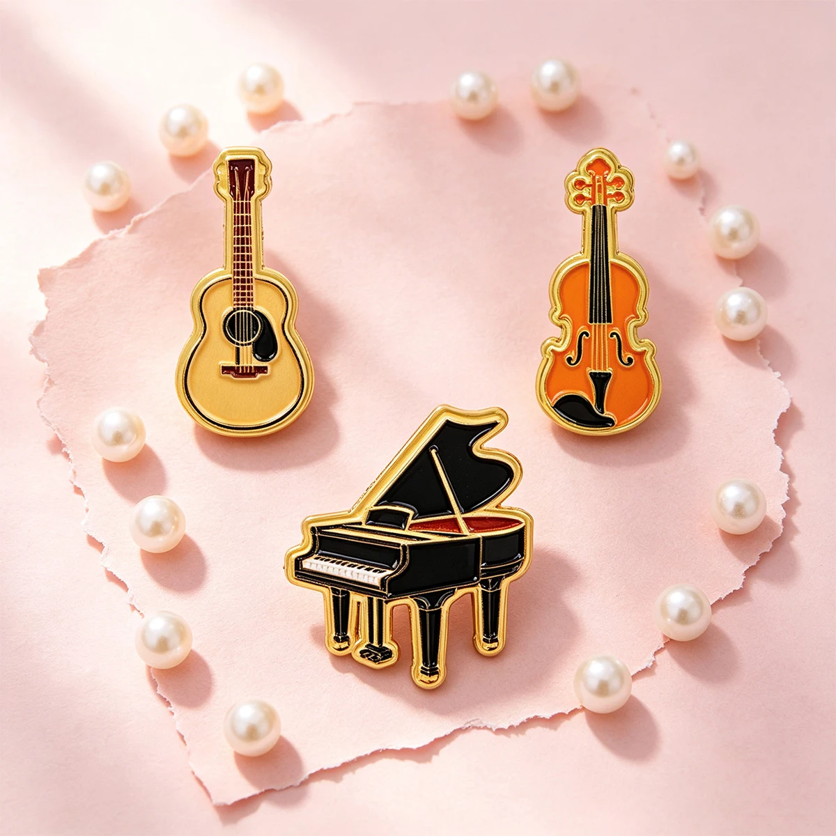 Classic Music Enamel Pin Retro Piano Guitar Violin Women Lapel Pins Badge on Backpack Clothing Accessories Fashion Jewelry Gifts - view 3