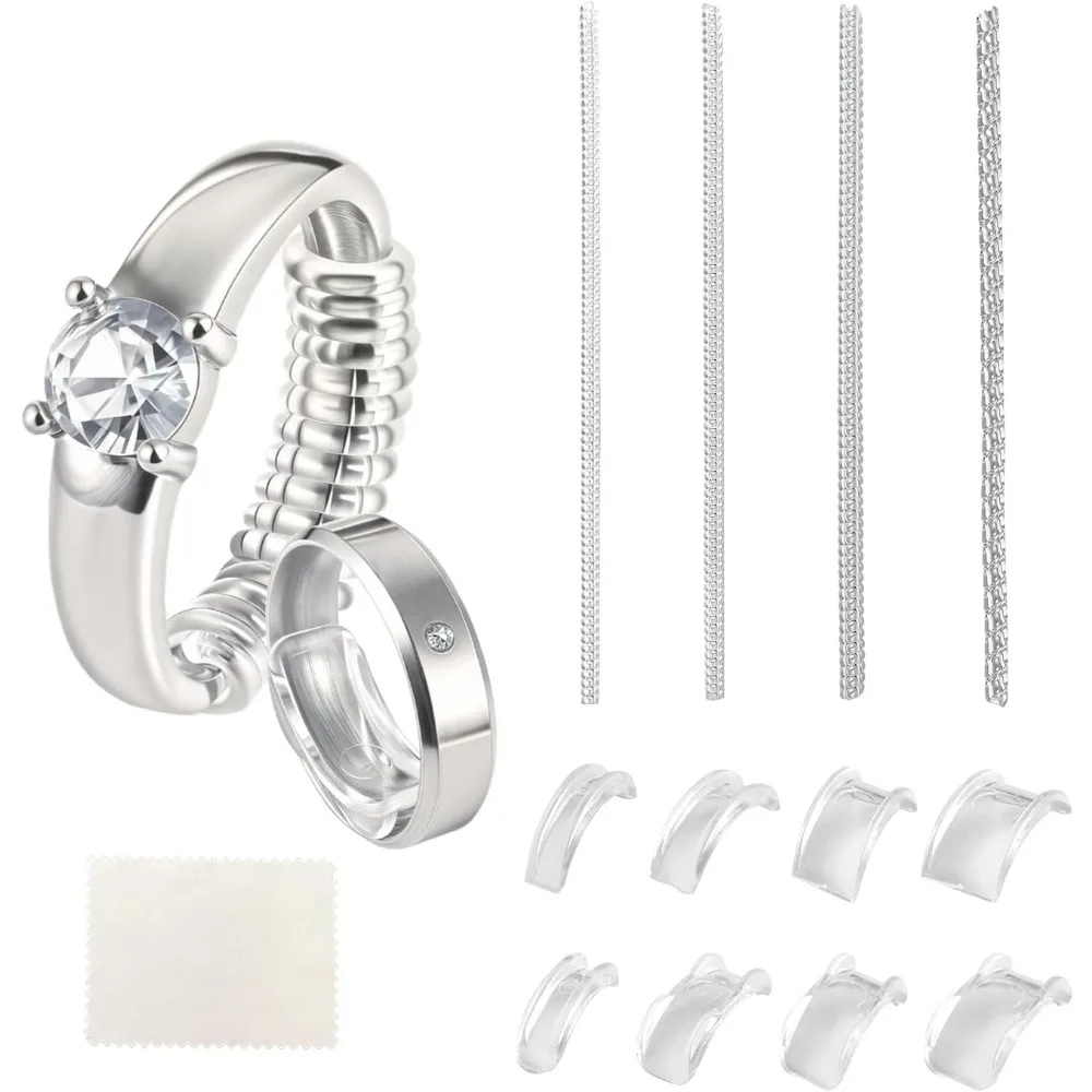 Adjustable Ring Sizer - 12 Pack: Invisible Inserts and Spiral Resizers for Comfort Fit