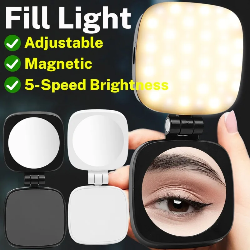 

Magsafe Magnetic Fill Lights for iPhone 16 15 Universal Photography Live Broadcast LED Selfie Ring Lamp Retractable Flip Bracket