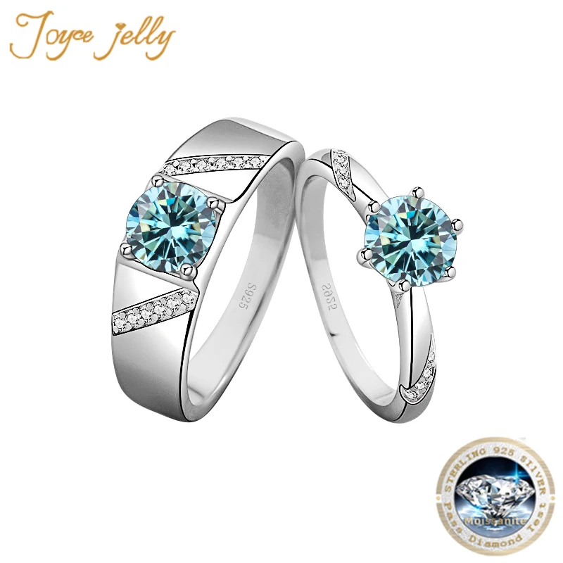 

JoyceJelly Classic Couple Wedding Rings Sterling 925 Silver 1-2 ct VVS D-COLOR Moissanite Diamond Ring Woman Man's Jewelry Gifts