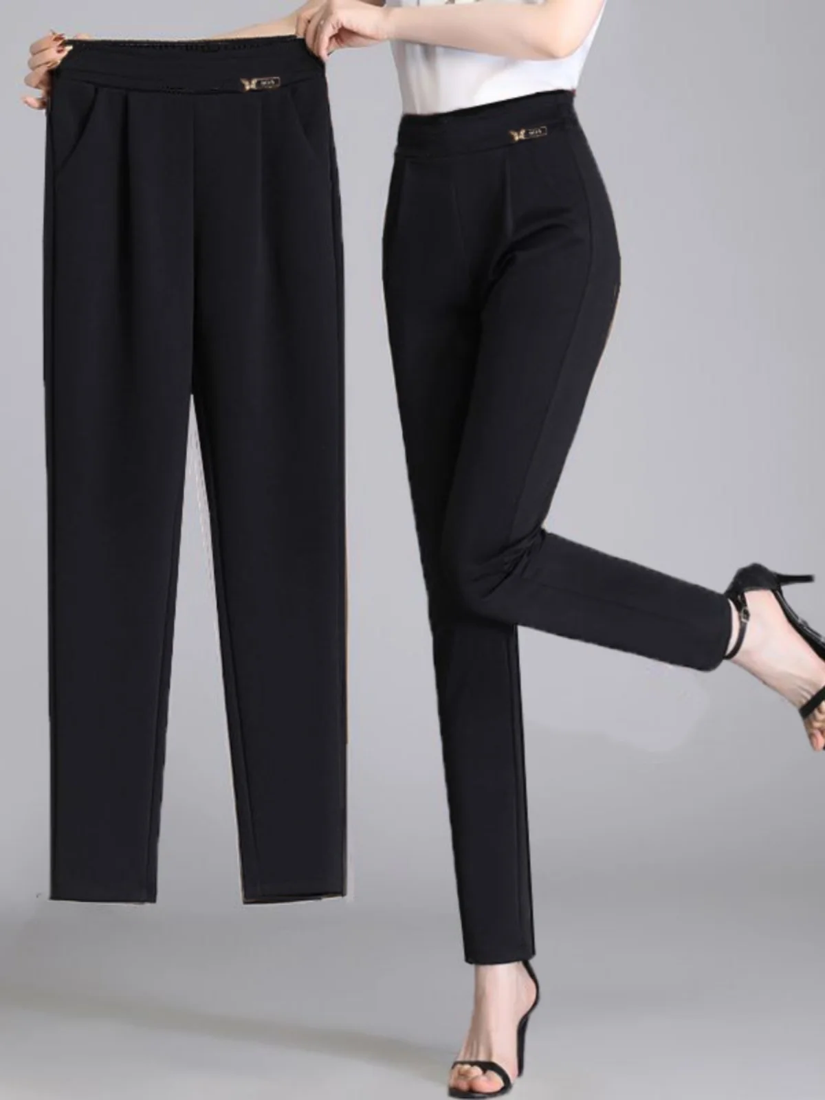 새로운 봄 여름 루즈핏 여성 캐주얼 팬츠 하이웨이스트 하란 나인 포인트 슬리밍 하라주쿠 스타일 패셔너블 올매치