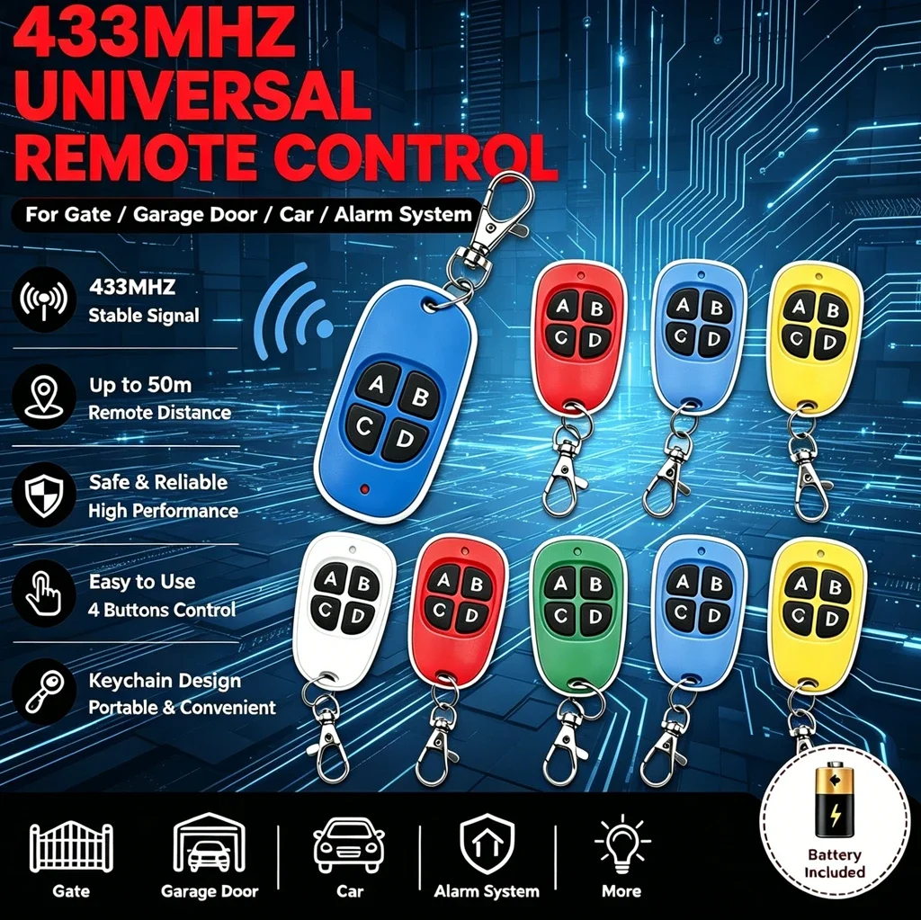 

10PCS Wireless RF 433mhz Remote Control Copy Code Garage Door Gate Duplicator 433 Mhz Key Remote Opener