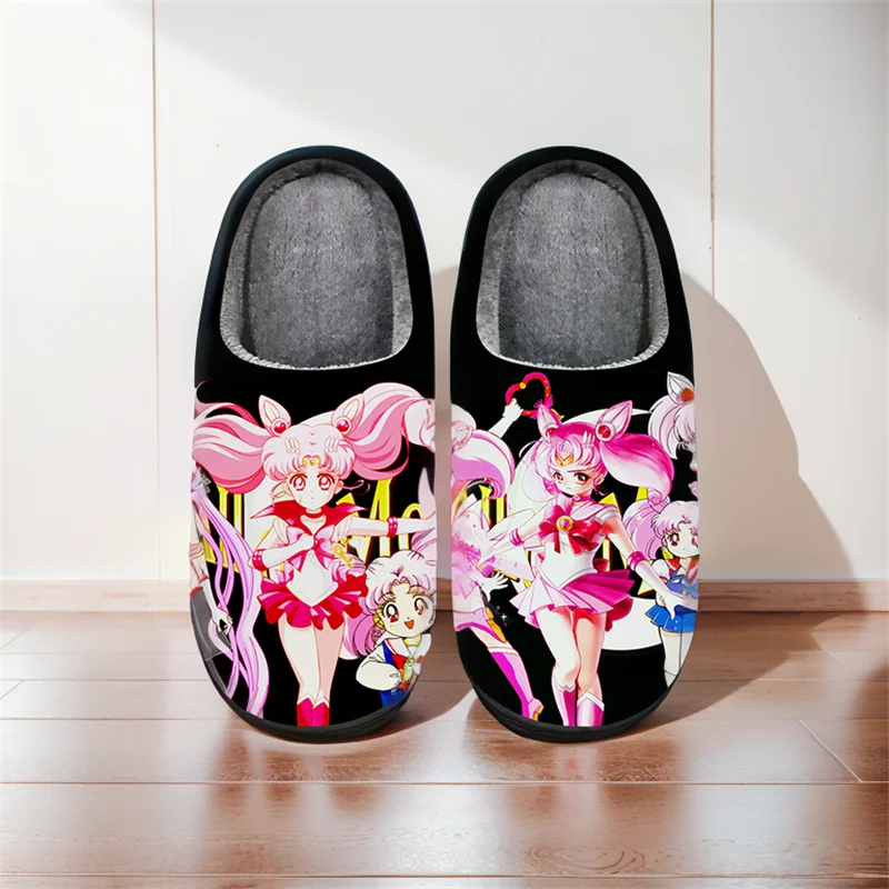 Sailor Moon Winter Warm Slippers Anime Tsukino Chibiusa Cosplay Cute Cartoon Shoes For Men Women Boy Girl Unisex Halloween Gift