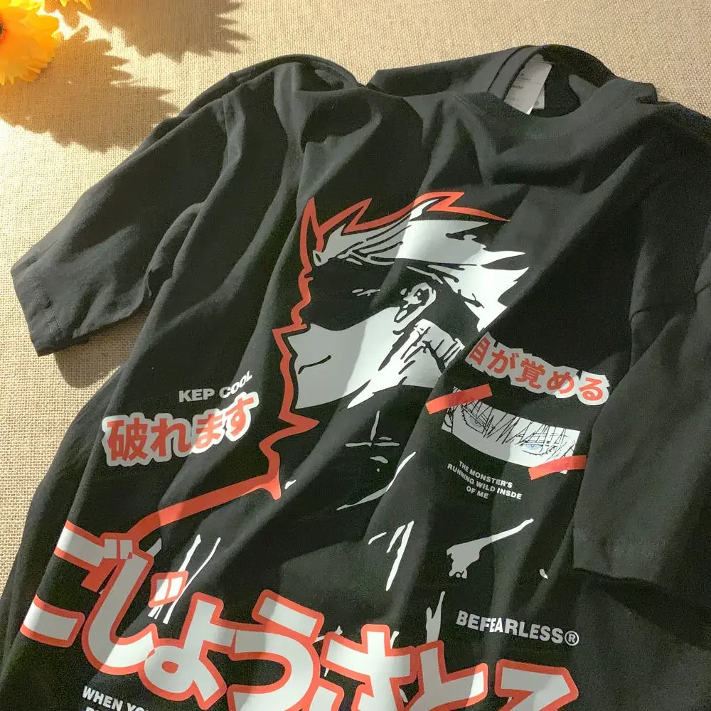 Harajuku damska koszulka Jujutsu Kaisen drukuj Unisex ponadgabarytowa koszulka fajna kreskówka Anime luźna koszulka śmieszne Streetwear topy