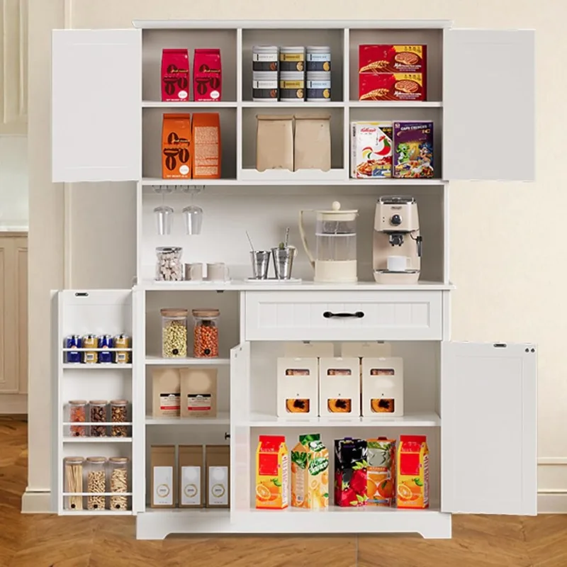 Gabinete de despensa de cocina de 67,7 pulgadas con estante para microondas, gabinete alto para Bar de café con aparador de cocina de almacenamiento con encimera para
