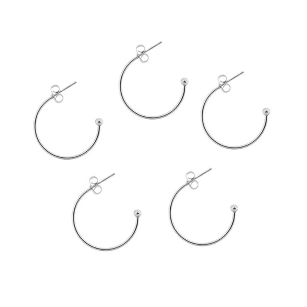 6 قطعة مواد استرخى الأذن الفولاذ المقاوم للصدأ C-شكل لتقوم بها بنفسك الأذن السنانير الفضة 20 مللي متر خفيفة الوزن مجوهرات اكسسوارات لحفلات الزفاف