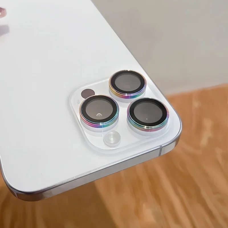 2-3Pcs Easy Install Remove Camera Protector For IPhone 16 15 Pro Max For 14 Plus 13 Metal Ring Lens Glass Back Lens Cover Cap