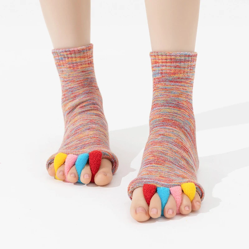 New Breathable Split Toe Socks Colorful Toes Yoga Socks Female Exposed Toe Socks For Correcting Thumb Eversion Five Finger Socks