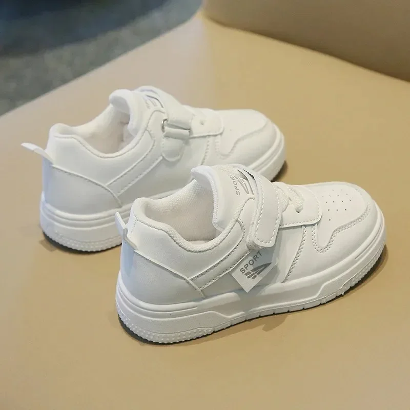 

Children Spring Autumn Breathable Casual Board Shoes Girls Solid Color Velcro Sneakers Boys White Shoes Soft Soled Baby Shoes