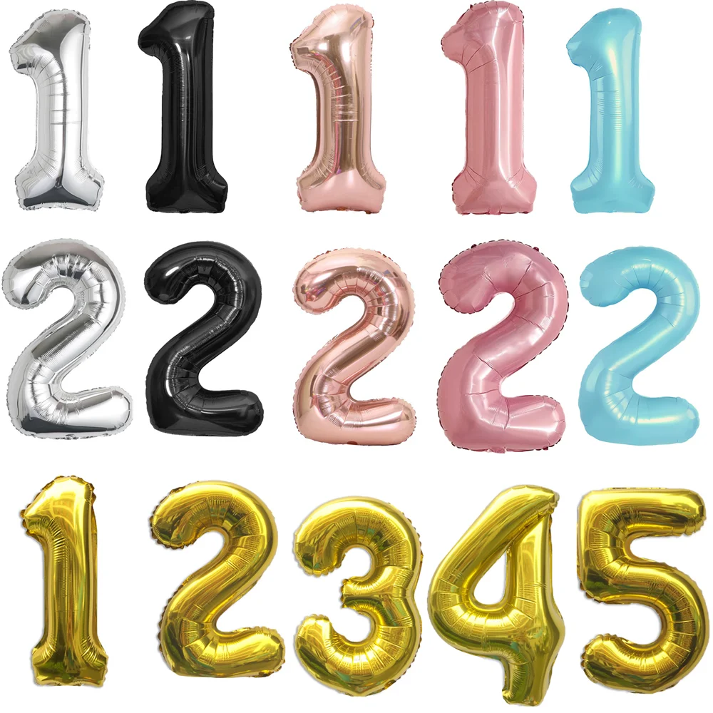 32 Inch Large Number Foil Balloons, Multi Color Digit Balloon 1-9 Number Balloon for Birthday Party Bachelorette Decorations