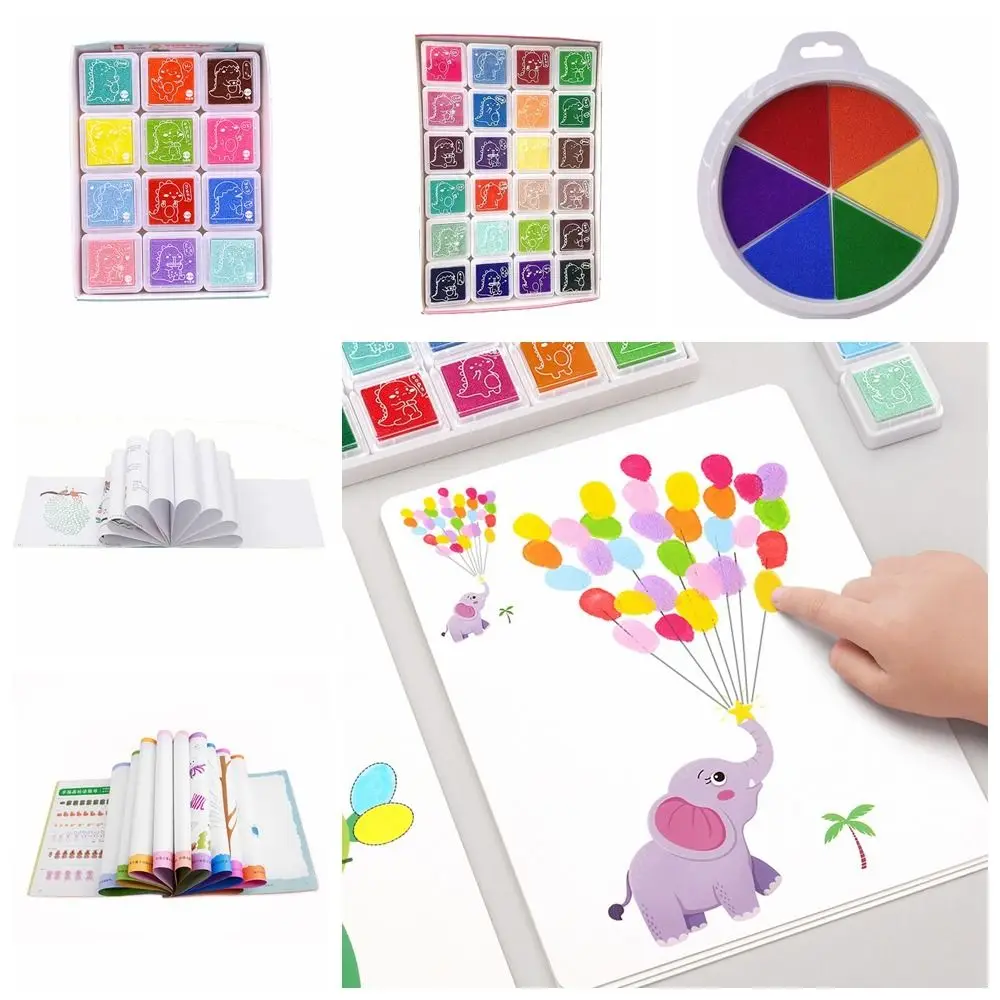 

Игрушки для рисования, набор красок для пальцев, игрушки для рисования ручной работы, 12/24 цвета, чернильная подушечка для рисования пальцами, образование, обучение Монтессори