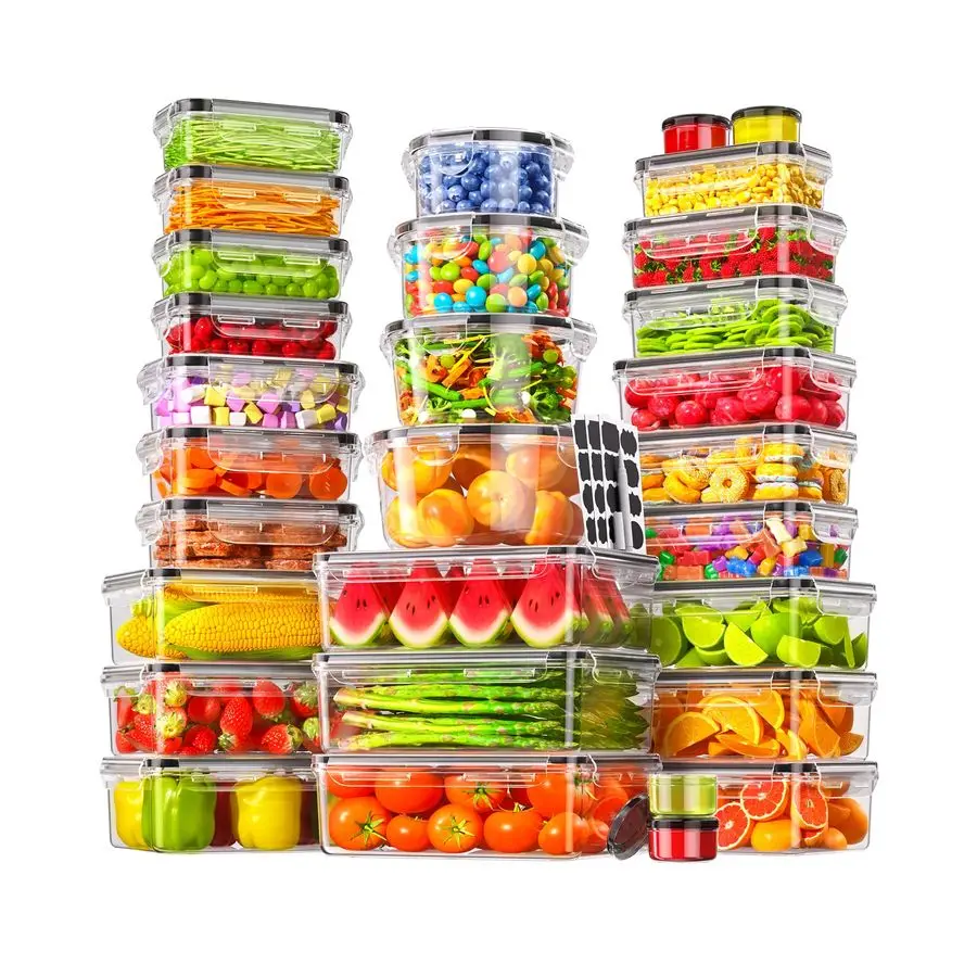 

Набор контейнеров для хранения продуктов с герметичными крышками, 30 крышек и 30 контейнеров, герметичные контейнеры для кухни, подготовки еды, без BPA.
