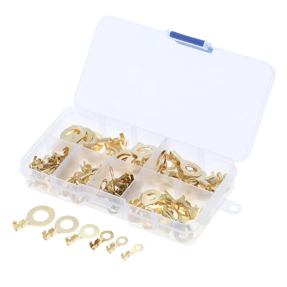 150PCS M3/M4/M5/M6/M8/M10 Ring Lugs Eyes Copper Crimp Terminals Cable Lug Wire Connector Non-insulated Assortment Kit