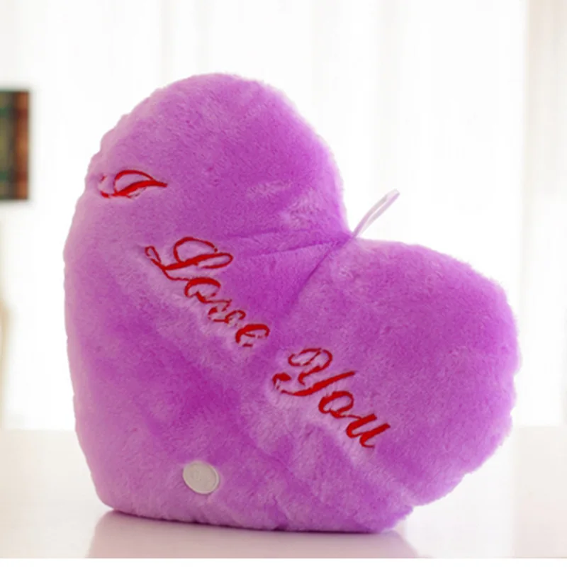 Almohada luminosa con forma de corazón para niños, juguete brillante con luz LED, muñeco de peluche, te amo, regalo del Día de San Valentín, estrellas creativas, superventas