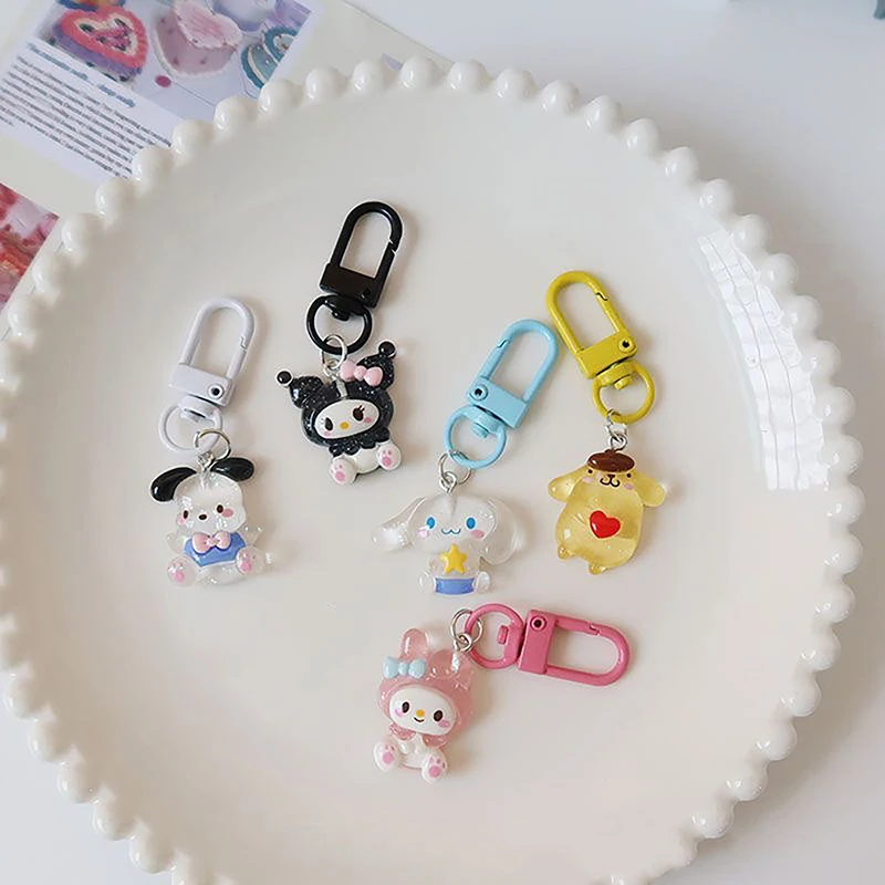 Cartoon Sanrio Anime Cinnamonroll My Melody Bag Keychain Cute Car Keyring Portable Pendant Decoration Accessories