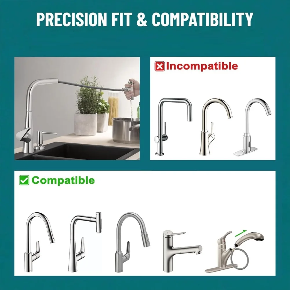 Replacement Pull Down Kitchen Faucet Hose 59 inch Length 150cm Nylon Core Brass Fittings for 88624000 and Similar Models