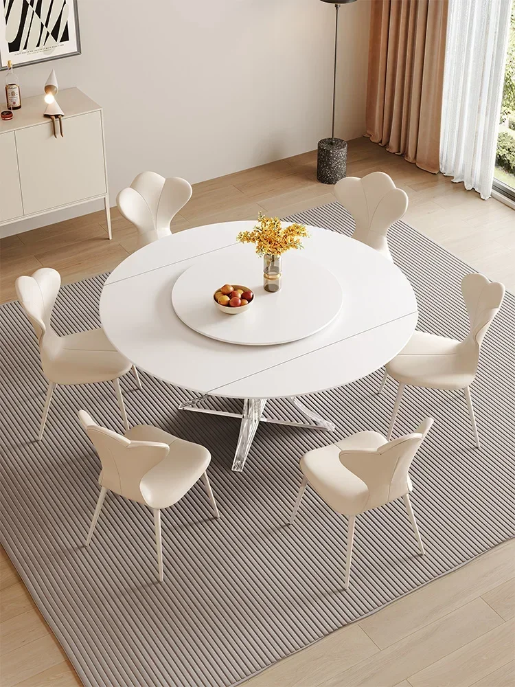 Acrylic Stone Plate Retractable Modern Minimalist Retractable Dining Table and Chair