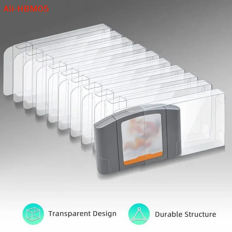(HB05)5Pcs For N64 Gaming Case 0.3mm PET Protective Case Vintage Gaming Collection Transparent Moisture-Proof