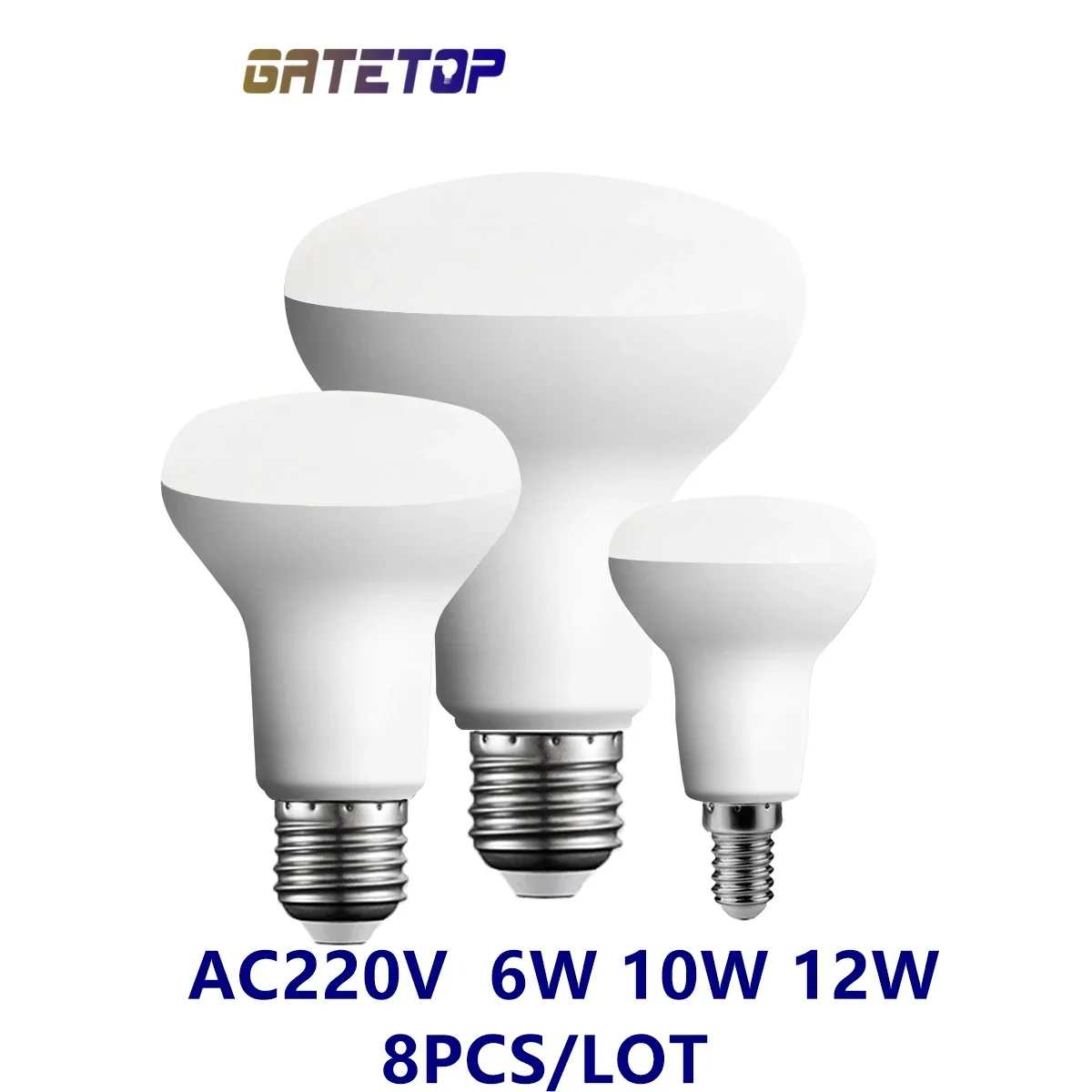 LED reflection lamp bath master lamp mushroom lamp R50 R63 R80 AC220V 6W-12W non-strobe warm white light is used in the bathroom