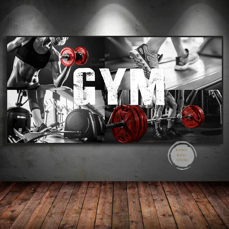 

Бодибилдинг, Men Women фитнес вдохновляющий Art, тяжелоатель, бег, постер, Картина на холсте, настенные принты, картина для спортзала, домашний декор