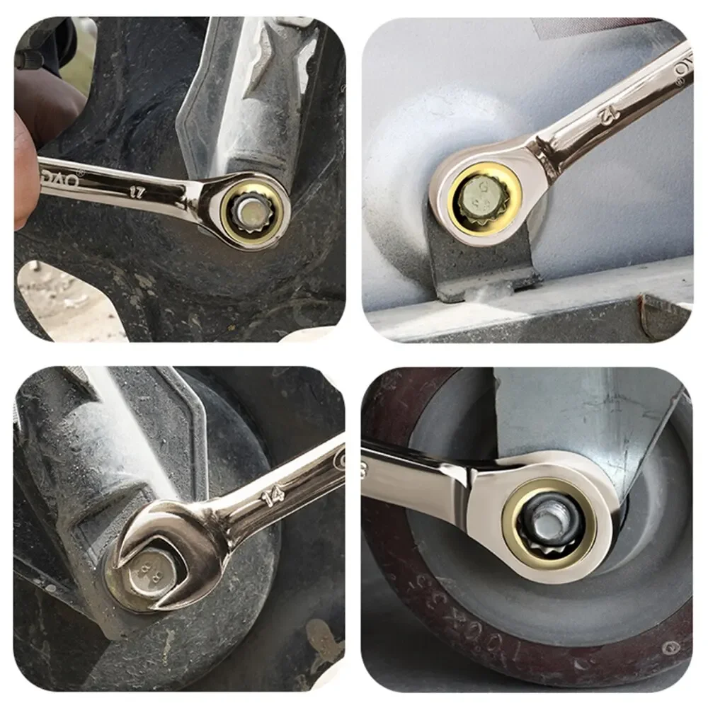 1Pc Key Wrench Flexible Golden Ratchet Wrenches Torque Universal Spanners for Car Repair Tools Metric Hand Tool Wrench image 5