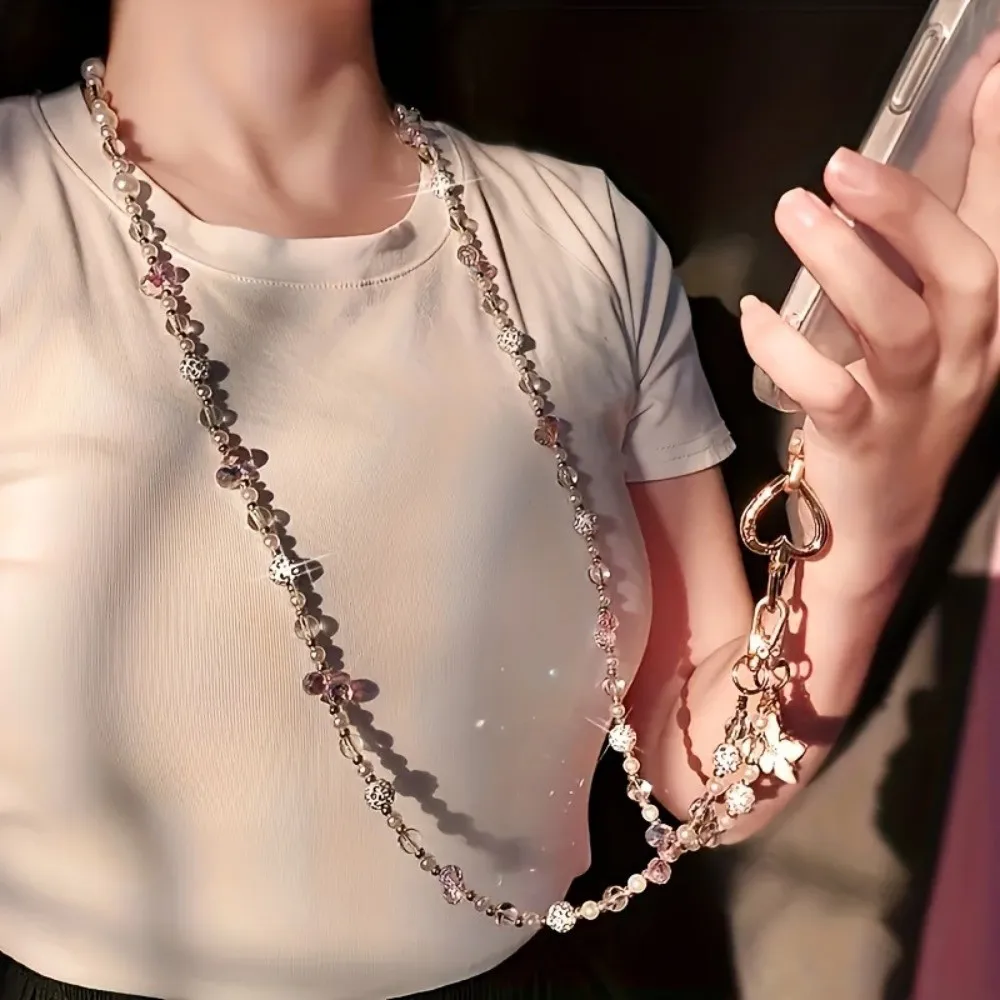 

Bag Chain Beaded Crossbody Phone Chain Long-style Anti Loss Mobile Phone Crossbody Strap Colorful Universal Phone Neck Straps