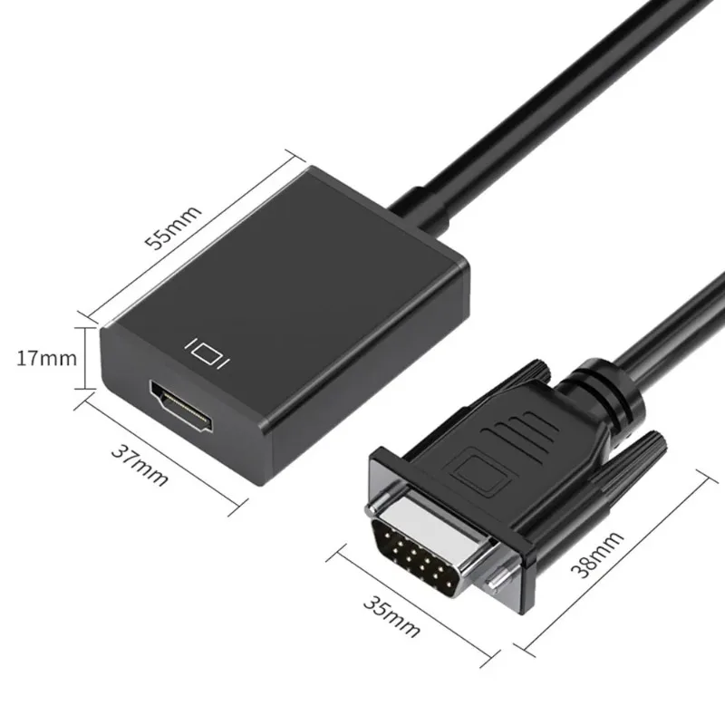1080P VGA to HDMI-compatible Full Converter Adapter Cable With Audio Output VGA HD Adapter for PC Laptop to HDTV Projector
