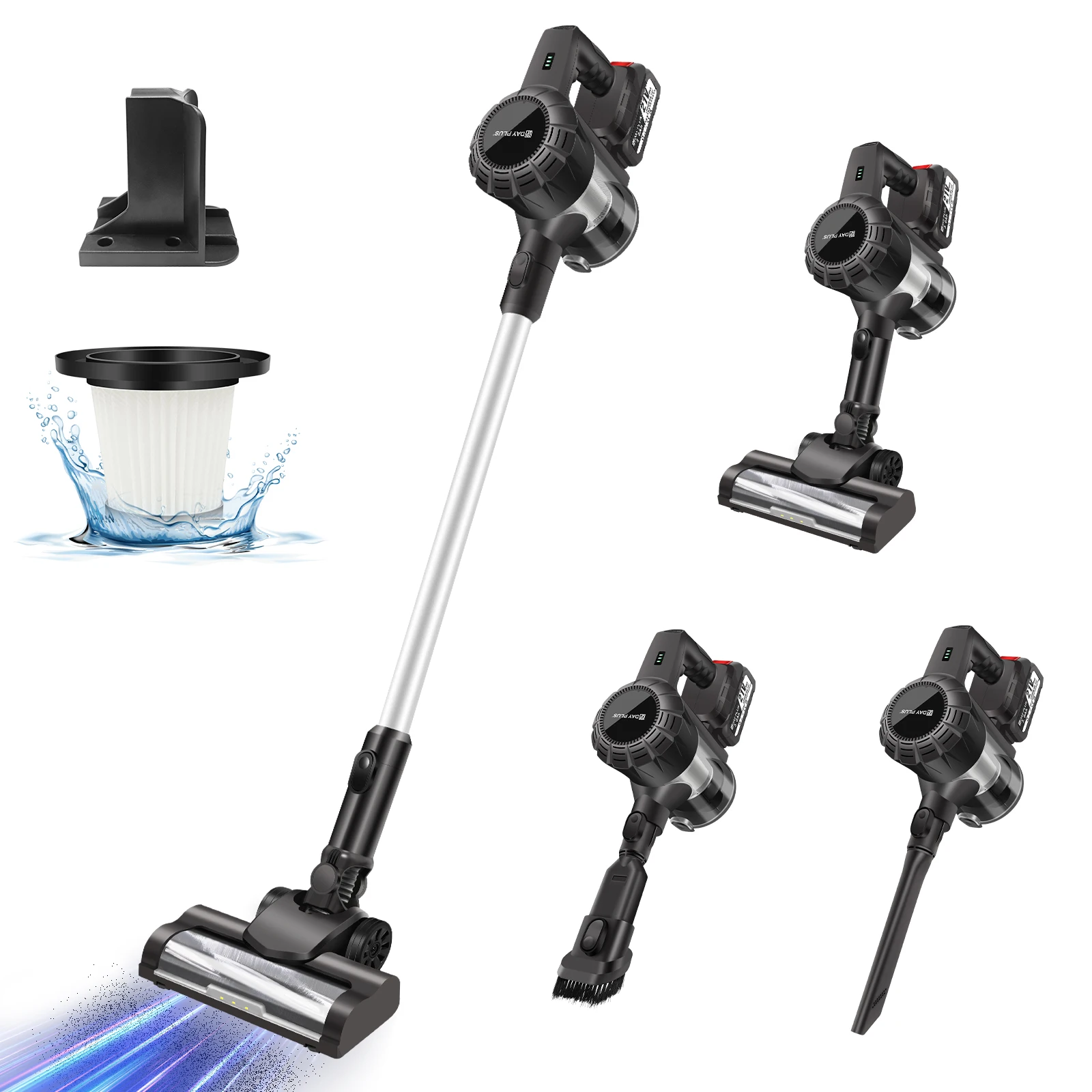 3 IN 1 Cordless Multi Surface Vacuum Cleaner Upright Lightweight Handheld Bagless Vac Rechargable Vac