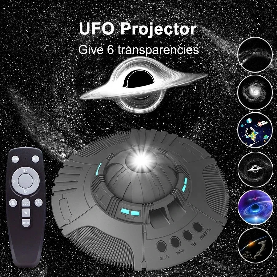 UFO Star Planetarium Projector 6 in 1 Galaxy Projector Night Lights 360° Adjust Projector for Kids Bedroom Ceiling Home Theater