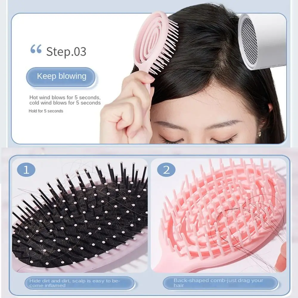 Macaron Air Cushion Comb Hanging Hole Wide Tooth Solid Color Hair Brush Wet and Dry Salon Scalp Massage Comb Hair Accessories