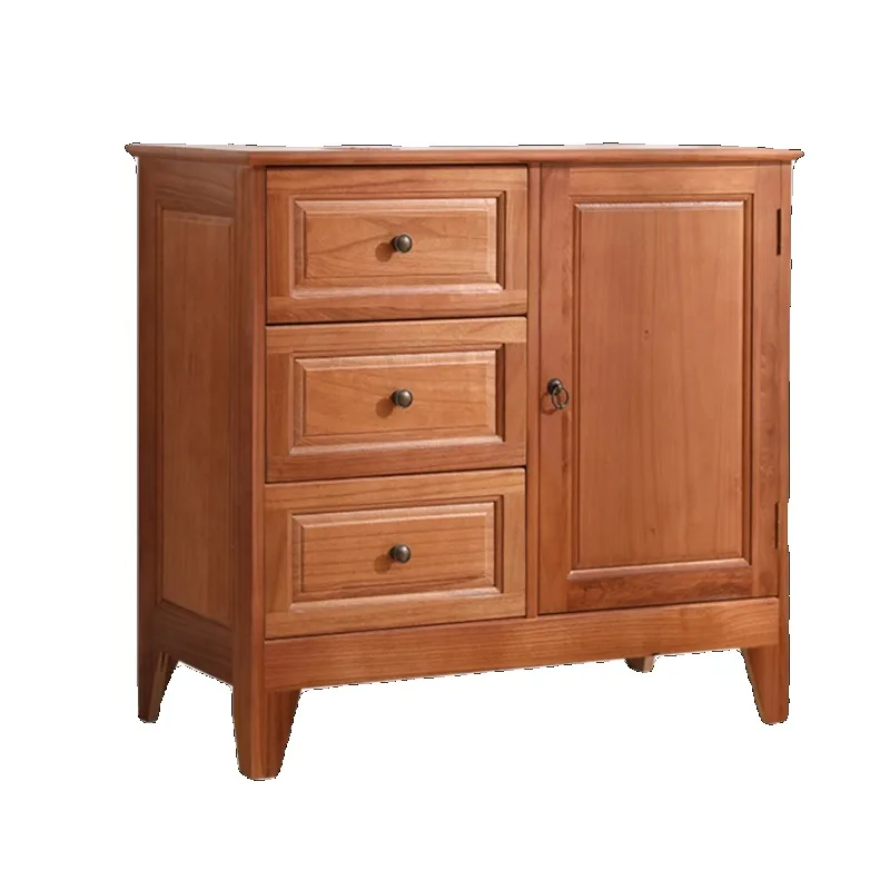 Side cabinet, chest cabinet, solid wood against the wall, integrated modern simple living room storage locker, multi-functional