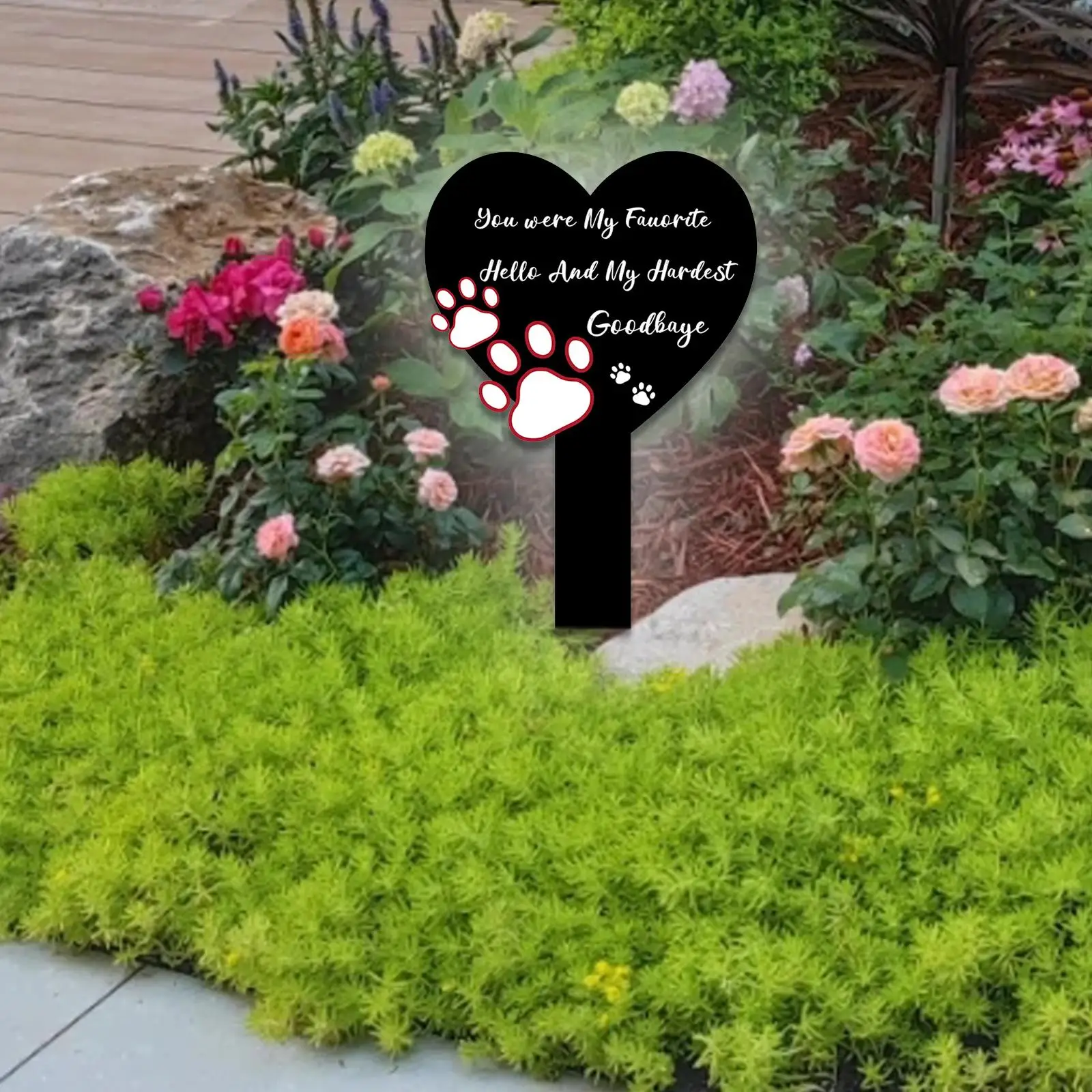 Heart Shaped Grave Marker Outdoors Sympathy Plaque Grave Plaque Stake Acrylic Grave Marker for Outdoors Theme Party Funerals