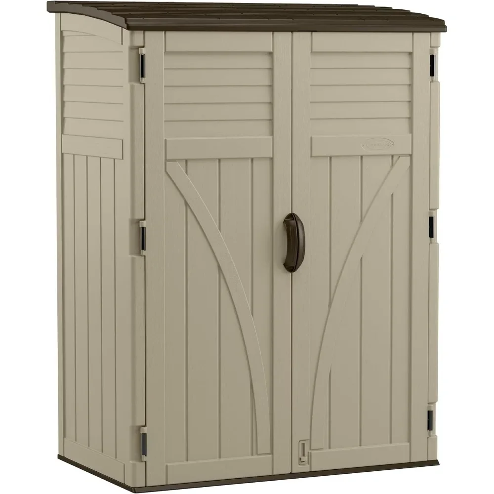 

Storage shed, 54 cubic feet, featuring durable plastic structure, multiple wall panels, and ample outdoor tool shed