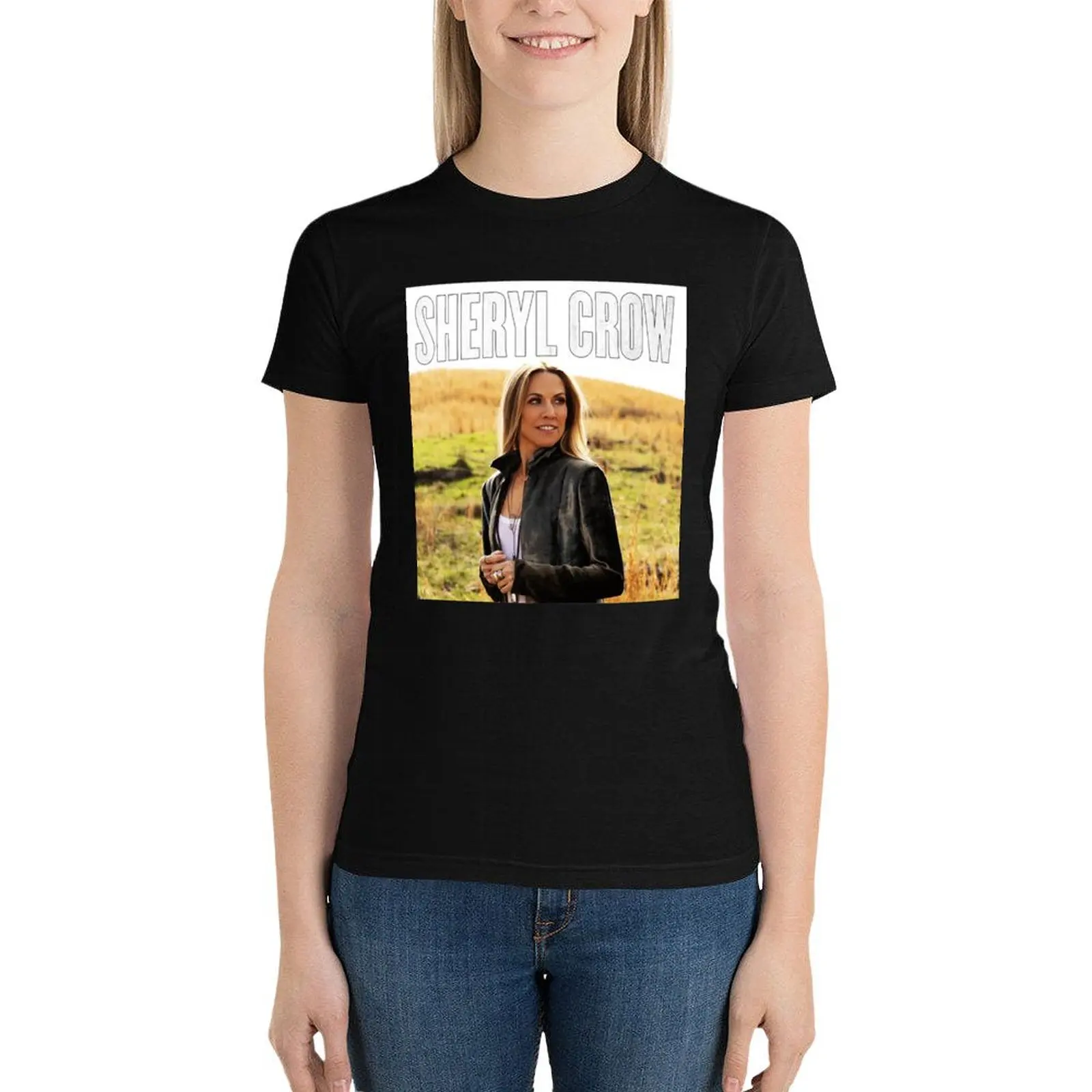 SHERYL CROW 02American musician, singer, songwriter, and actress T-Shirt funnys Female clothing Women t shirt