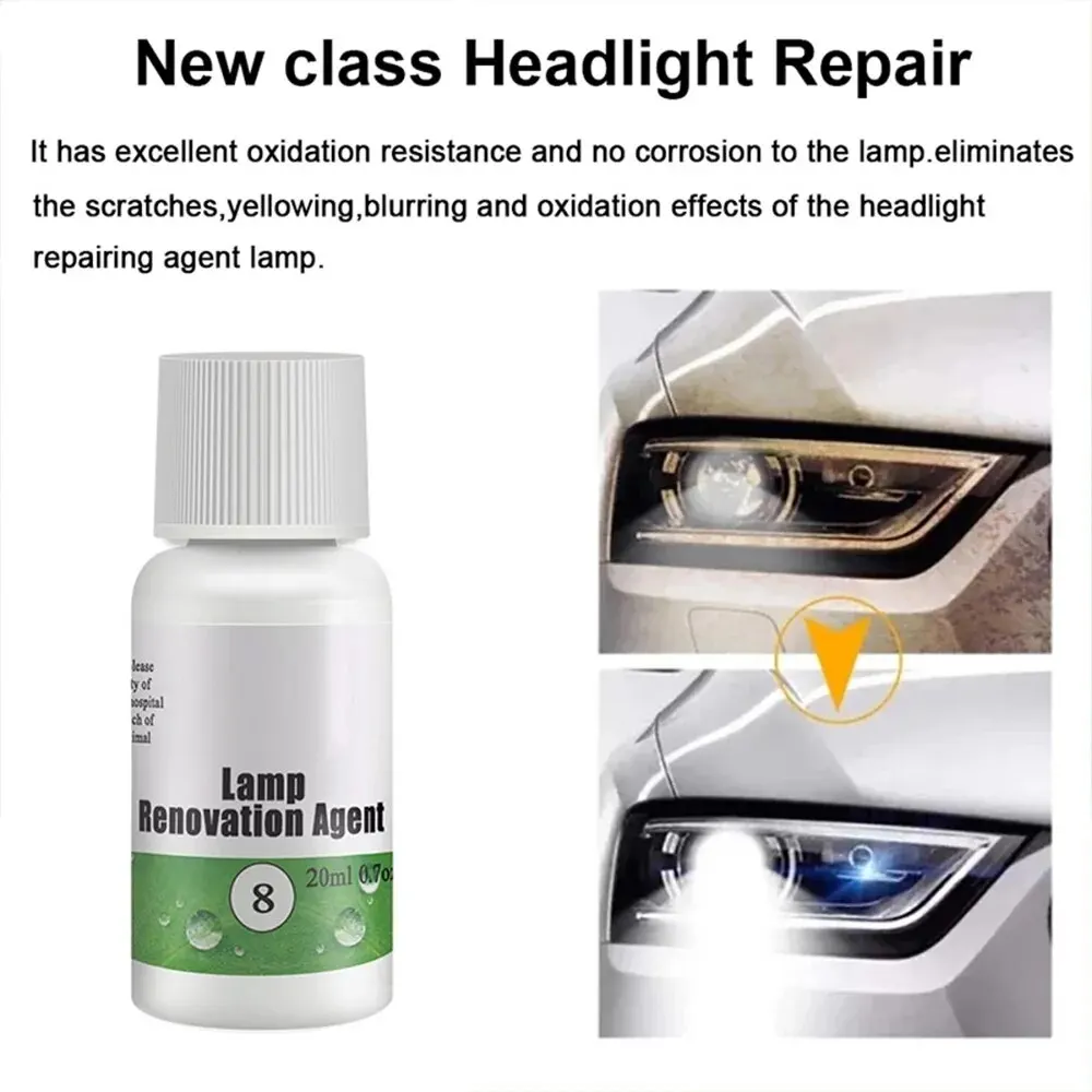 Headlight Restorer Lamp Renovation Agent Polishing Kit Repair Yellowed Oxidized Cracked Blurried Light Scratched Car Care NO.8