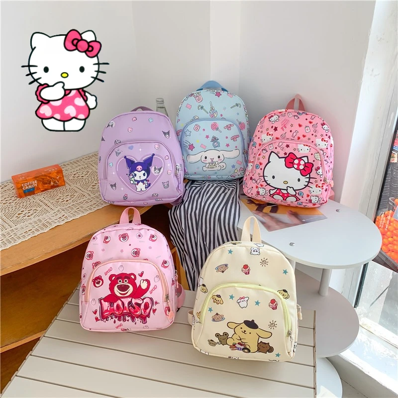 

Sanrio Hello Kitty Backpack Cartoon Student Schoolbag Kuromi Cinnamoroll Lightweight Kindergarten Anime Book Bag Storage Bag