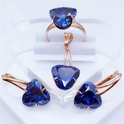 585 purple gold fashion new product sapphire rings for women plated 14K rose gold luxury classic elegant jewelry Adjustable