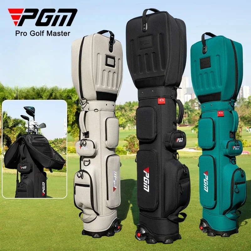 PGM Unisex 3D Hardened Golf Travel Air Bag With Wheels & Bag Hood Durable Wheeled Golf Club Storage Bag for Airplane Travel Trip