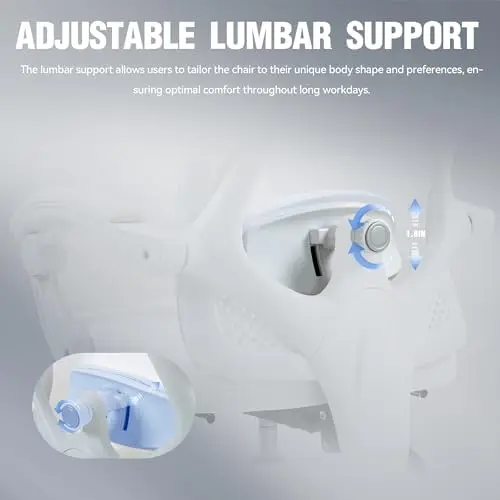 Ergonomic Mesh Office Chair with Adjustable Lumbar Support, Headrest, and Footrest – White