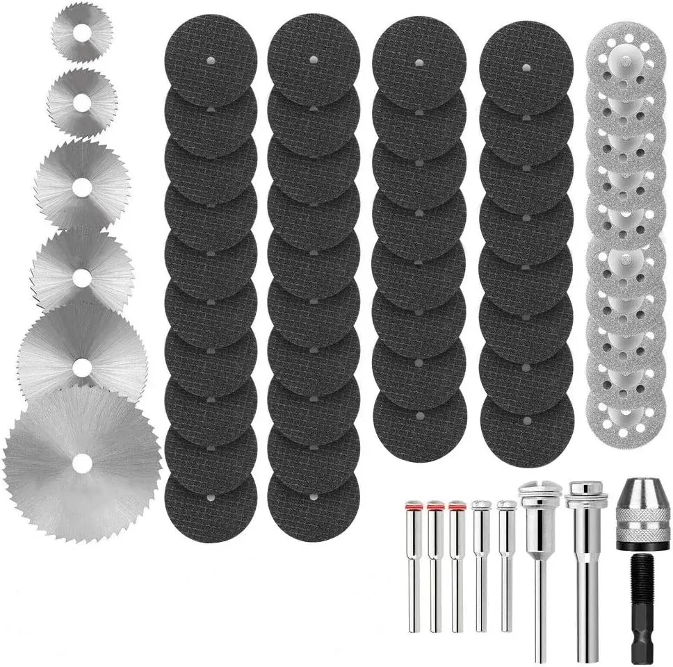 60 Pcs Cutting Wheel Set Circular Saw Blades Diamond Cutting Wheels Rotary Tool Resin Cutoff Disc Combo Cutter Kit with Mandrels