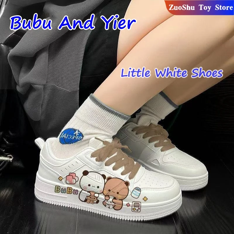 

Original Panda Bubu And Yier Little White Shoes Cute Bubu And Dudu Cartoon Panda Bear Doll Pattern Girl Boy Couple Shoes Gift