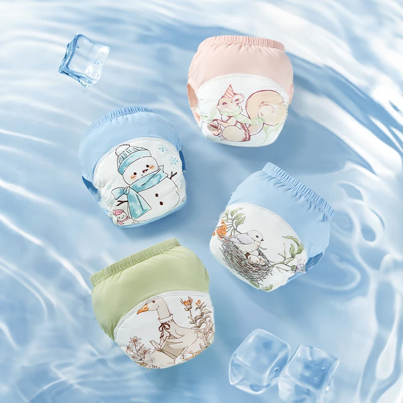 

OUYUN 2 шт. хлопковые трусики-подгузники для малышей, многоразовые, с мультяшным принтом, дышащие, для новорожденных и младенцев