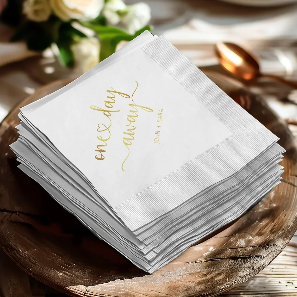 

Custom Wedding Napkins, Foil Stamped Cocktail Napkins, Wedding Décor, Elegant Wedding Rehearsal Favors, Unique Wedding Details