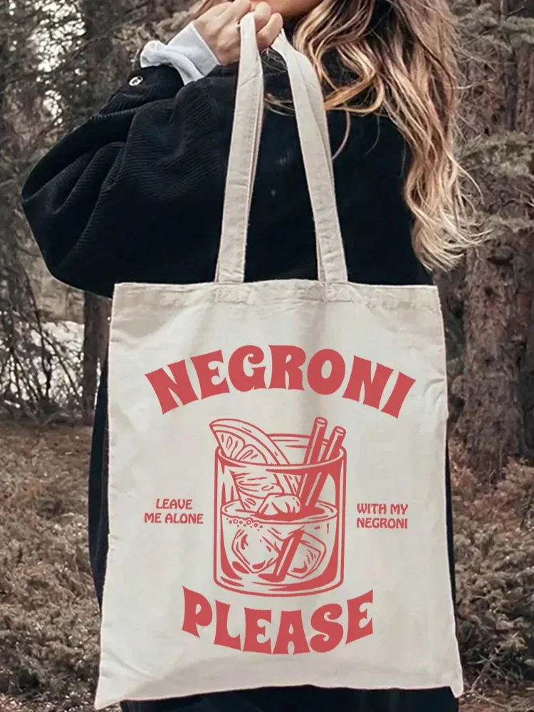 1pc Vintage Negroni Tote Bag Shopping Bag Carrier Bag Vintage Casual Canvas Shoulder Bag Perfect For Outdoors Travel Gift