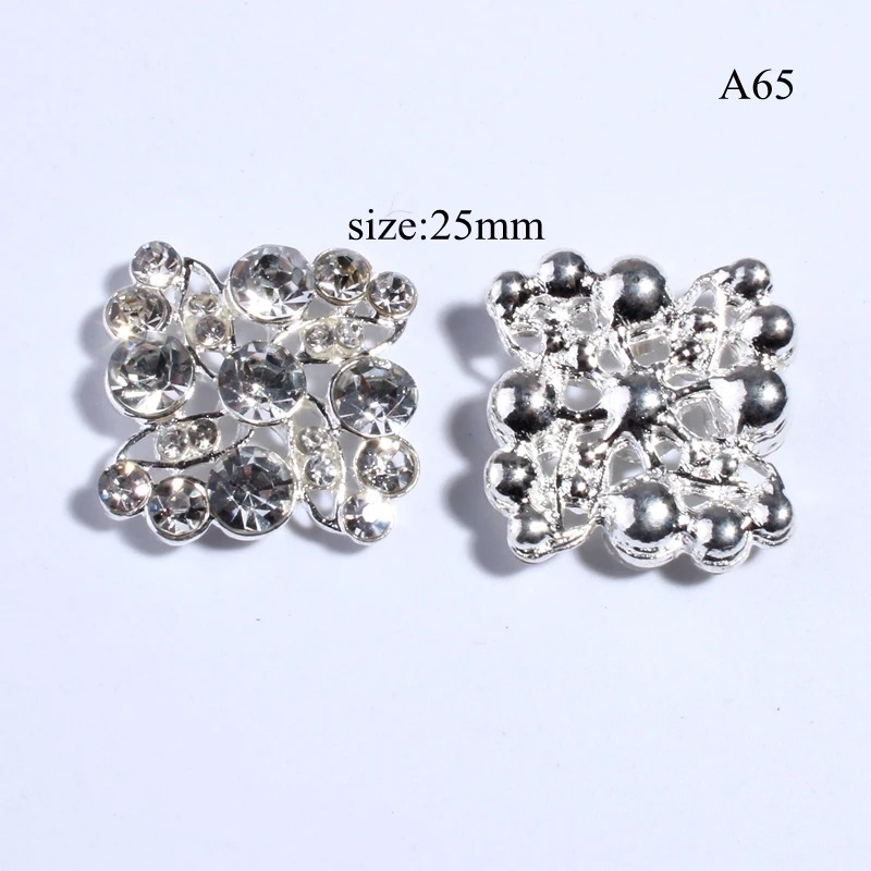 10PCS 25MM Fashion Silver Crystal Button For Wedding Decoration Rhinestone Button For Flowers Centers