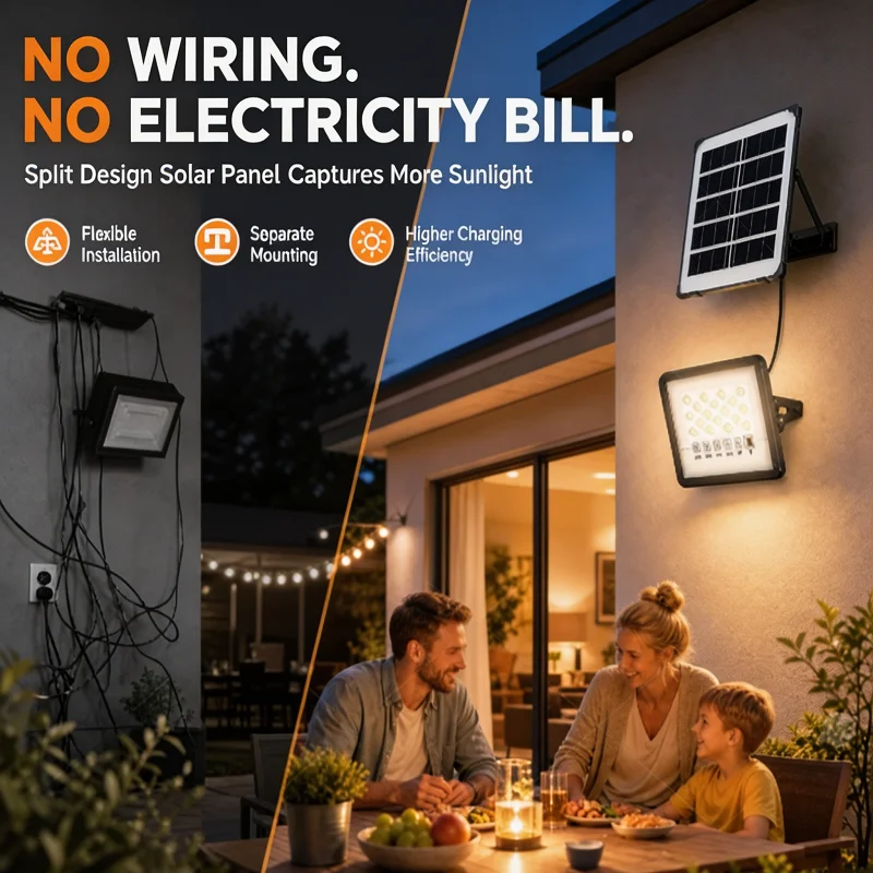 Energy Saving Solar LED Courtyard Lamp Split Solar Panel Remote Control Waterproof Outdoor Light For Garden Patio Yard