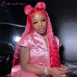 Pink Colored Deep Curly Lace Front Human Hair Wigs HD 13X4 Transparent Lace Front Wig Brazilian Virgin Pre Plucked For Women