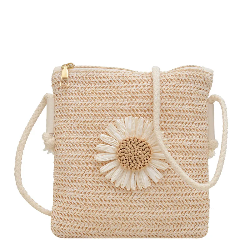 New Round Straw Women's Bucket Bag Casual Handmade Woven Rattan Shoulder Crossbody Bags Summer Female Vacation Beach Hand Bags