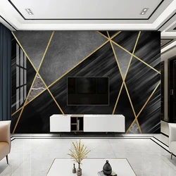 Photo Wallpaper Modern Black Marble Geometric Lines Pattern Mural Living Room Dining Room Home Decor Abstract Art 3D Wall Paing